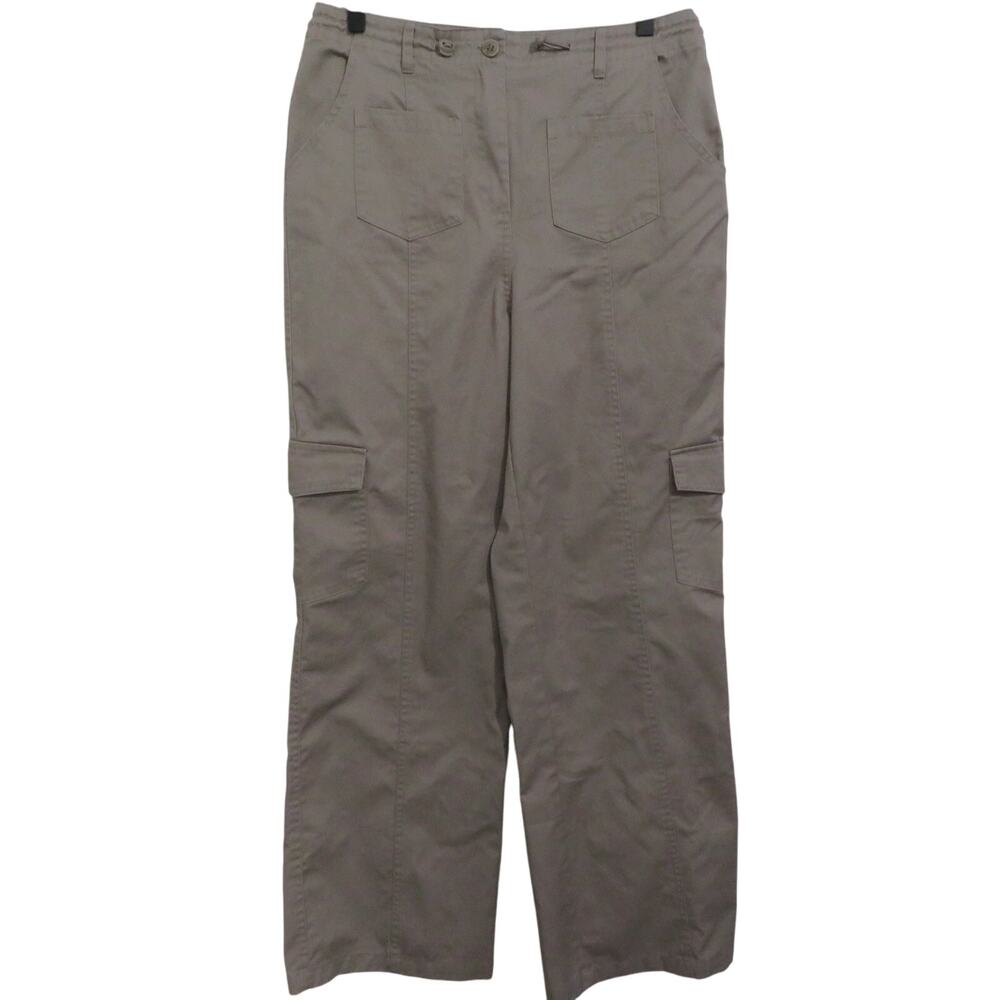 Womens Sz L Tan Pants Cargo Style Pocket Pants Wide Leg